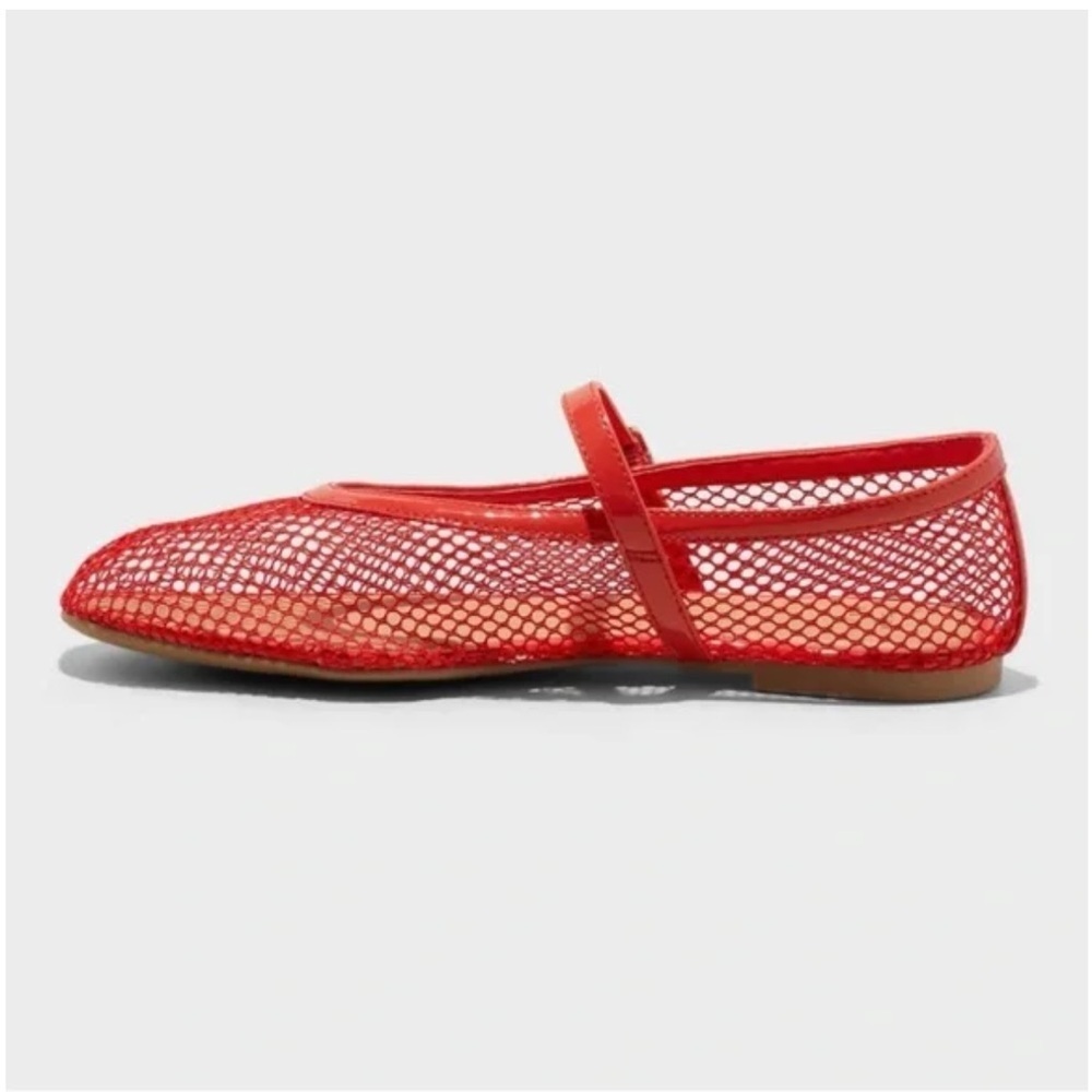 a new day Red Mesh Mary Jane Flats - Picture 2 of 6